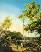 Canaletto Capriccio-River Landscape with a Column, a Ruined Roman Arch and Reminiscences of England oil painting picture wholesale