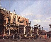 Canaletto Capriccio: The Horses of San Marco in the Piazzetta oil painting picture wholesale