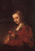 Rembrandt Lady with a Pink France oil painting artist