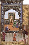 Bihzad A Poor dervish deserves,through his wisdom,to replace the arrogant cadi in the mosque oil painting