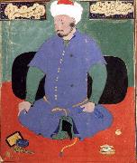 Bihzad Portrait of the Uzbek emir Shaybani Khan,seen here wearing a Sunni turban oil painting on canvas