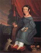 Anonymous Girl with A Grey Cat France oil painting artist