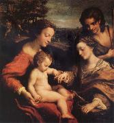 Correggio The marriage mistico of Holy Catalina with San Sebastian oil painting
