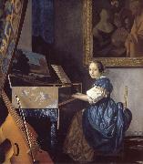JanVermeer A Young Woman Seated at a Virginal oil painting on canvas