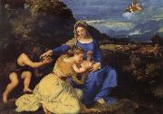 Titian The Virgin and Child with Saint John the Baptist and Saint Catherine France oil painting artist