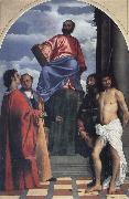 Titian St Mark with SS Cosmas,Damian,Roch and Sebastian oil painting reproduction