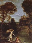 Domenichino Landscape with Tobias as far hold of the fish France oil painting artist