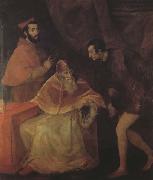 Titian Pope Paul III,Cardinal Alessandro Farnese and Duke Ottavio Farnese (mk45) oil painting reproduction