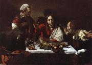 Caravaggio jesus och larjungarna i emmaus France oil painting artist