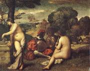 Giorgione Pastoral ensemble France oil painting artist