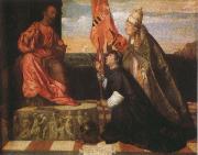 Titian By Pope Alexander six th as the Saint Mala enterprise's hero were introduced that kneels in front of Saint Peter's Ge the cloths wears Salol France oil painting artist