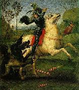 Raphael Saint George and the Dragon, a small work oil painting on canvas