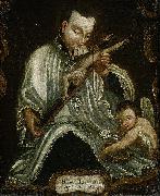 Anonymous Saint Aloysius Gonzaga with the crucifix painting
