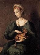 BACCHIACCA Woman with a Cat France oil painting artist