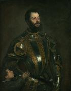 Titian Portrait of Alfonso d'Avalos (1502-1546), in Armor with a Page France oil painting artist