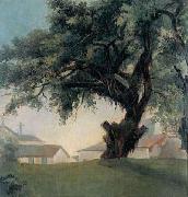 Anonymous Giant tree and barracks France oil painting artist