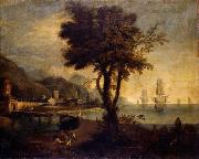Anonymous Paesaggio fluviale con figure oil