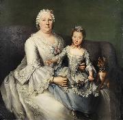Anonymous Adelige Dame mit kleinem Madchen und Schobhundchen France oil painting artist