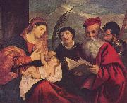 Titian Maria mit dem Kinde, dem Hl. Stephan, Hl. Hieronymus und Hl. Mauritius France oil painting artist