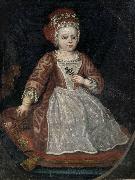 Anonymous Bildnis eines kleinen Madchens in rotem Kleid mit weiber Schurze oil painting