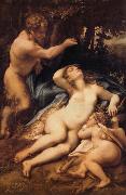 Correggio Venus,Satyre et Cupidon oil