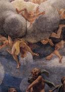 Correggio Assumption of the Virgin,details with Eve,angels,and putti painting