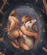 Correggio Detail of an oval with a putto embracing a dog France oil painting reproduction