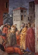 MASACCIO The Distribution of Alms and the Death of Ananias painting