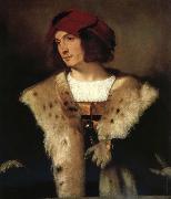 Titian Portrait of a man in a red cap France oil painting artist