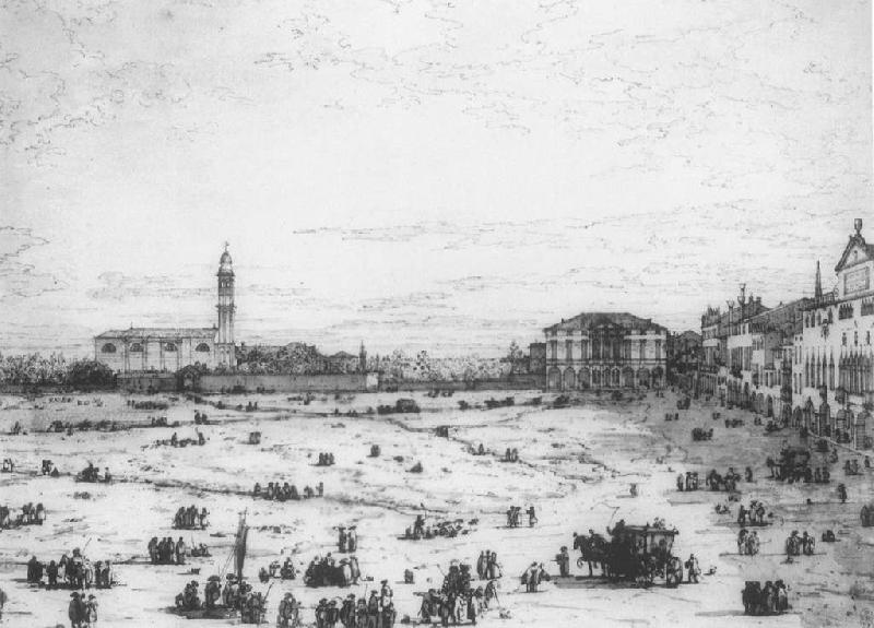 Canaletto Padua: The Prato della Valle with Santa Giustinia and the Church of Misericordia (sheet 2) cfsd oil painting picture