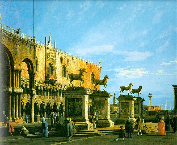 Canaletto Capriccio, The Horses of San Marco in the Piazzetta oil painting image
