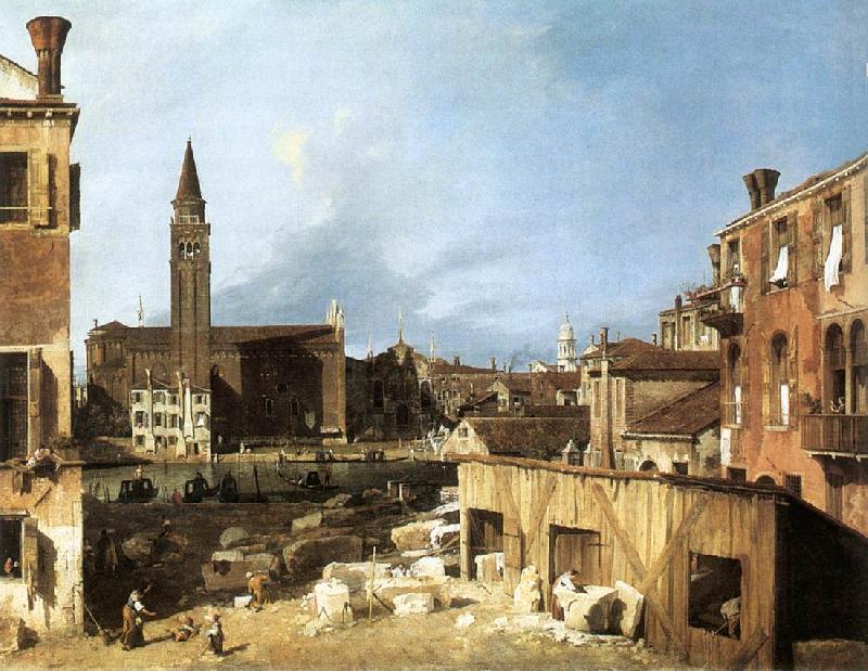 Canaletto The Stonemason s Yard France oil painting art