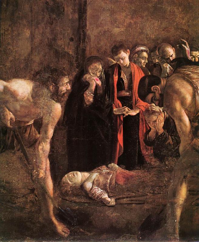 Caravaggio Burial of St Lucy (detail) fg oil painting image