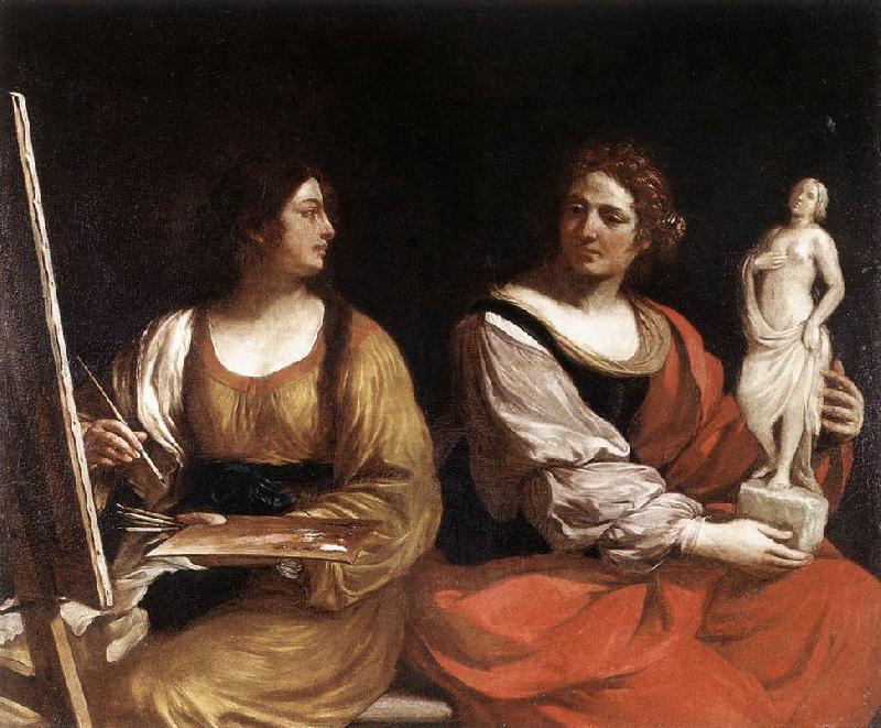 GUERCINO Allegory of Painting and Sculpture sdg oil painting picture