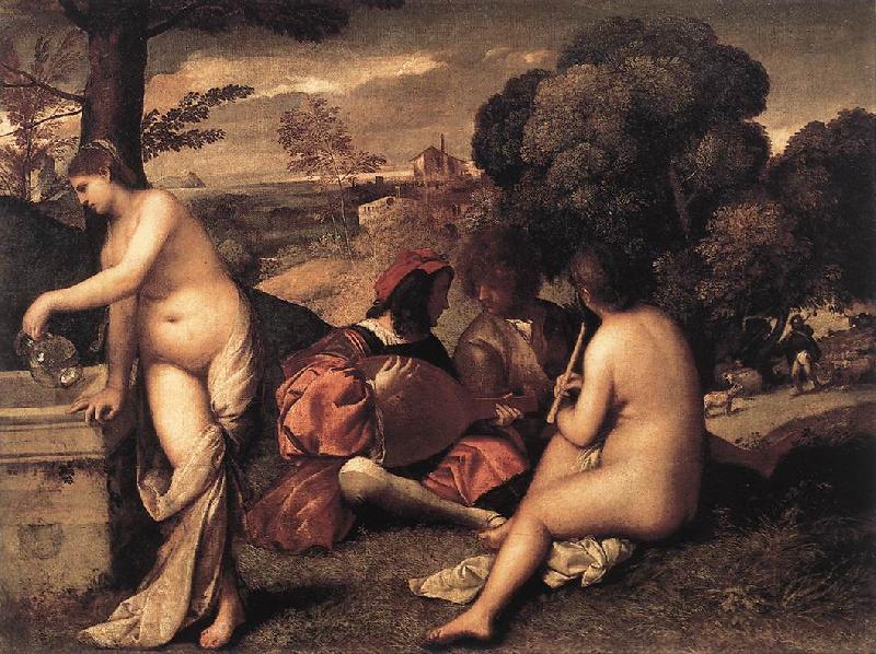 Giorgione Pastoral Concert (Fete champetre) oil painting picture
