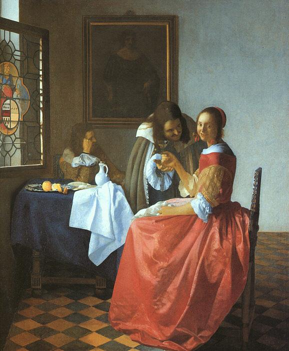 JanVermeer A Lady and Two Gentlemen oil painting image