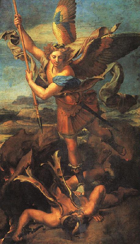 Raphael Saint Michael Trampling the Dragon France oil painting art