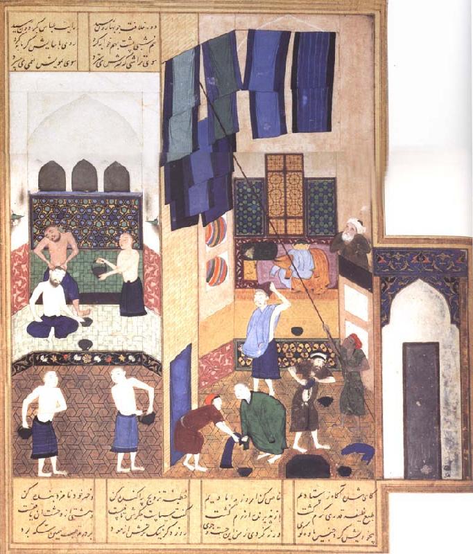 Bihzad Caliph al-Ma-mun in his bath oil painting image