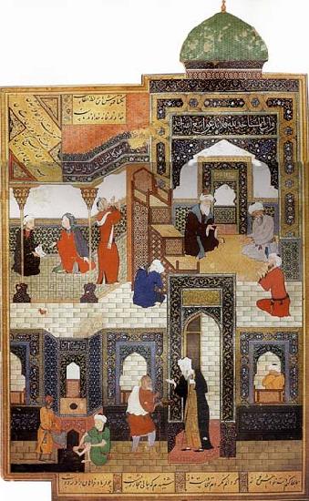 Bihzad A dervish begs to be admitted in the mosque oil painting image