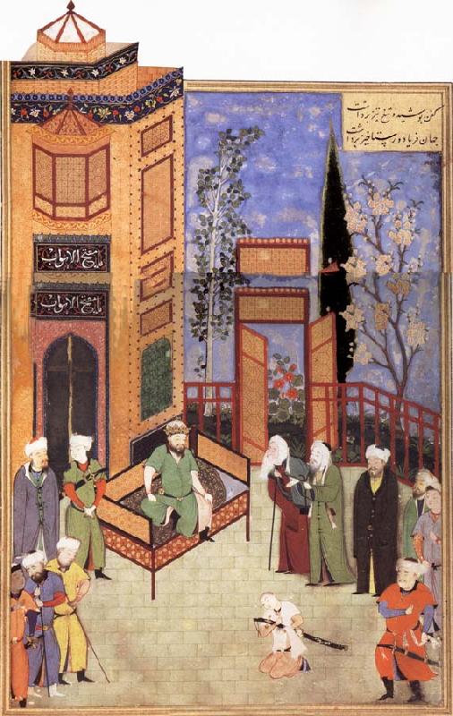 Bihzad His Ministers plead with the Sasanian king Hurmuzd to forgive his son Khusro oil painting image
