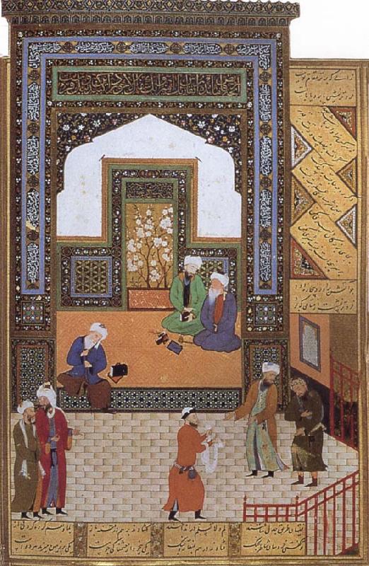 Bihzad A Poor dervish deserves,through his wisdom,to replace the arrogant cadi in the mosque oil painting image