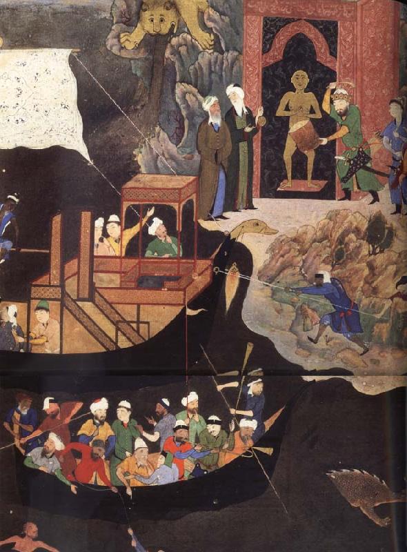 Bihzad Alexander or Sikandar annuls the magic of the malevolent idol at the entrance to the ocean oil painting picture