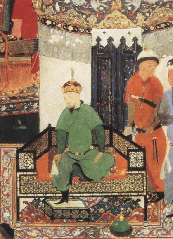 Bihzad Timur enthroned and holding the white kerchief of rule oil painting image