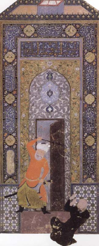Bihzad The Gatekeeper denies entrance by one unworthy of the garden oil painting image