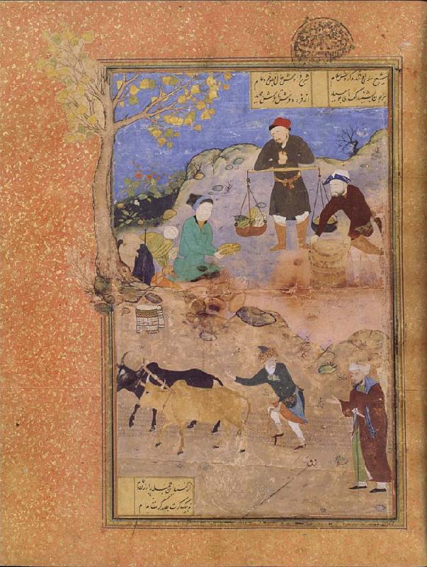 Bihzad A peasant lectures the sage Abu Sa Id ibn Abi l Khayr,the shaykh of Mahneh.on patience oil painting picture