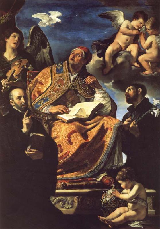 GUERCINO Saint Gregory the Great with Saints Ignatius Loyola and Francis Xavier oil painting picture