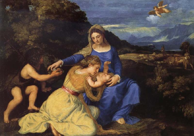 Titian The Virgin and Child with Saint John the Baptist and Saint Catherine oil painting image