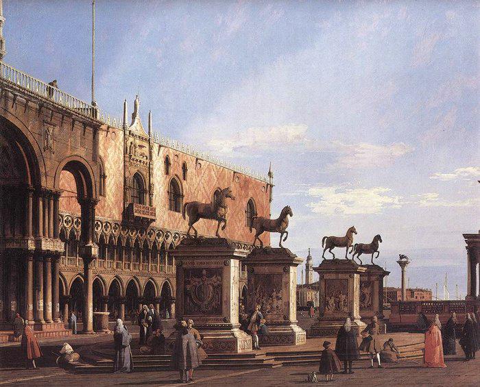 Canaletto The Horses of San Marco in the Piazzetta oil painting image