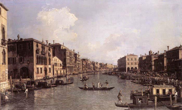 Canaletto Grand Canal: Looking South-East from the Campo Santa Sophia to the Rialto Bridge France oil painting art