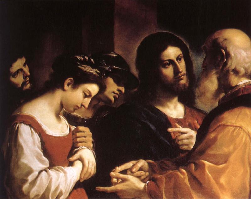 GUERCINO Jesus and aktenskapsbryterskan oil painting image